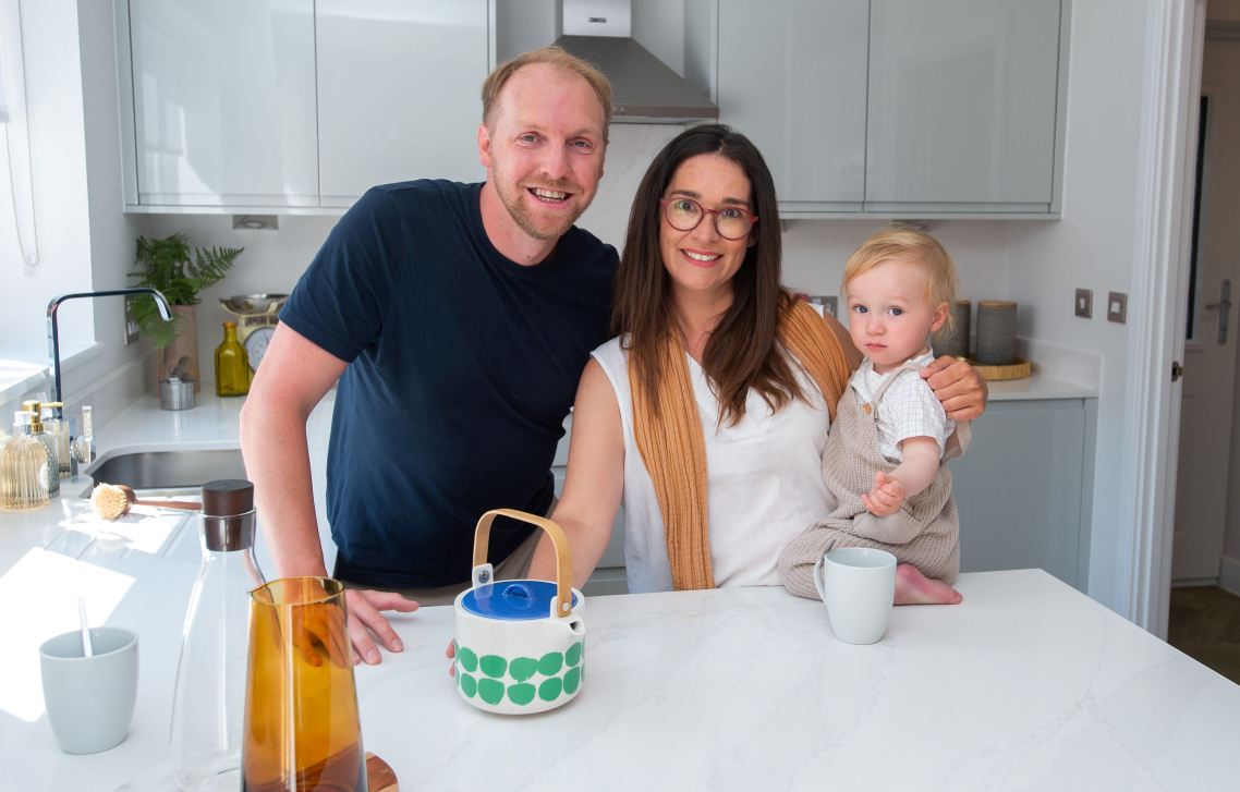 Bellway family in kitchen