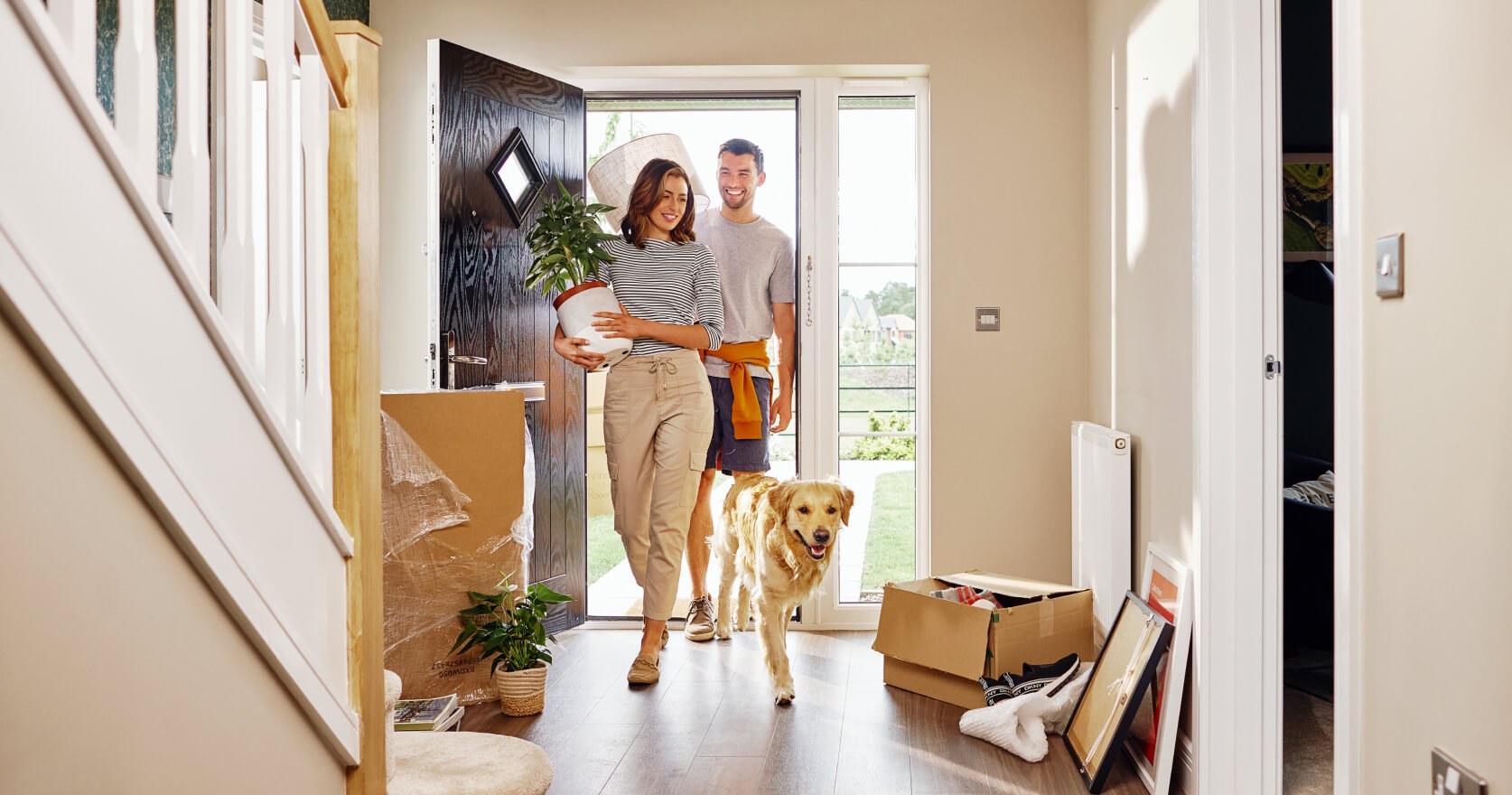 Young couple moving home