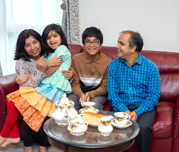 Bellway family in living room